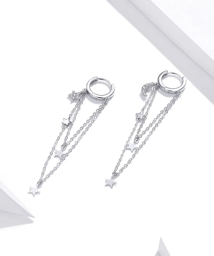 Silver Jewelry Moon Earrings for Women