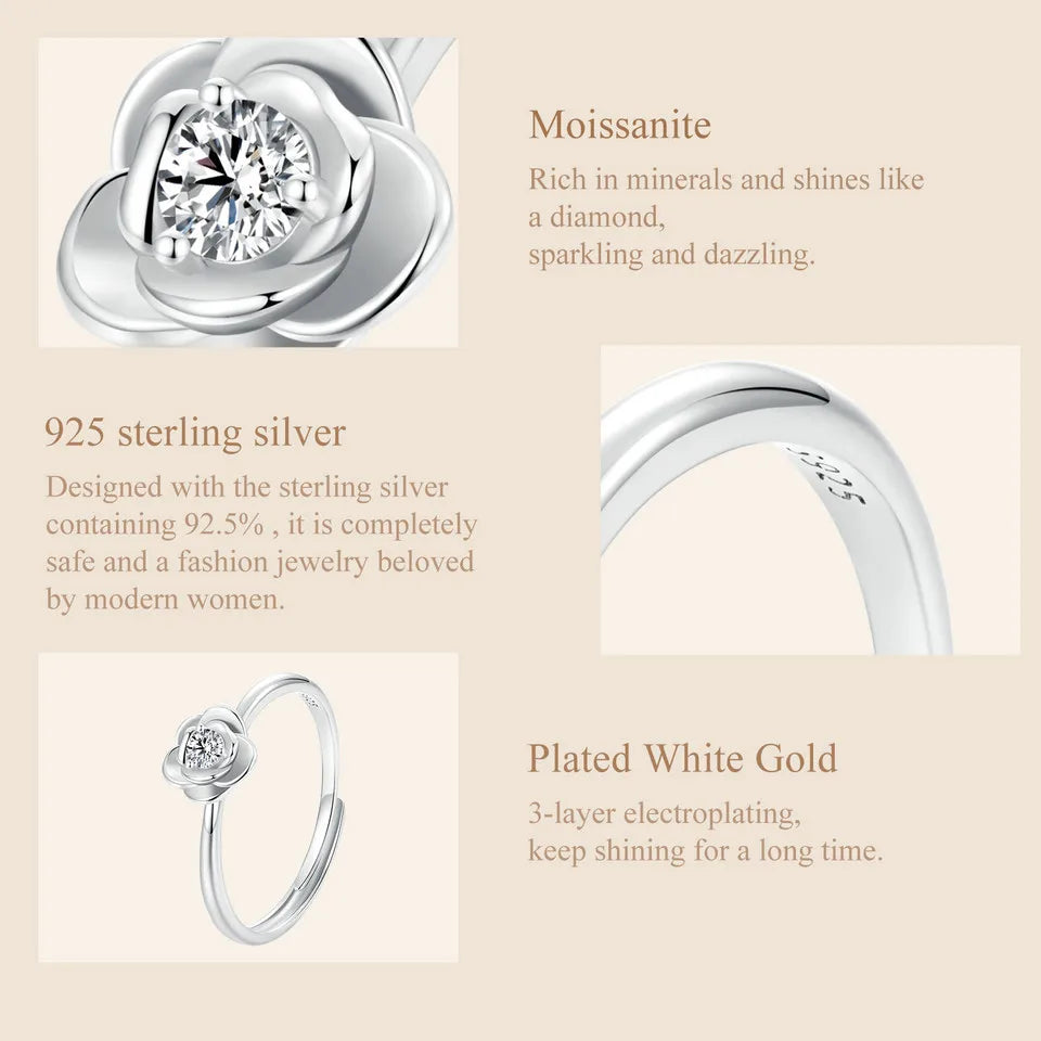 Flower Moissanite Engagement Rings for Women