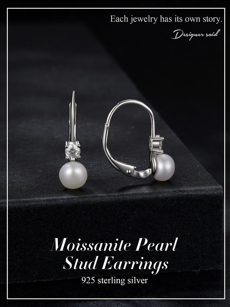 Platinum Plated Moissanite Freshwater Pearl Earrings for Women,