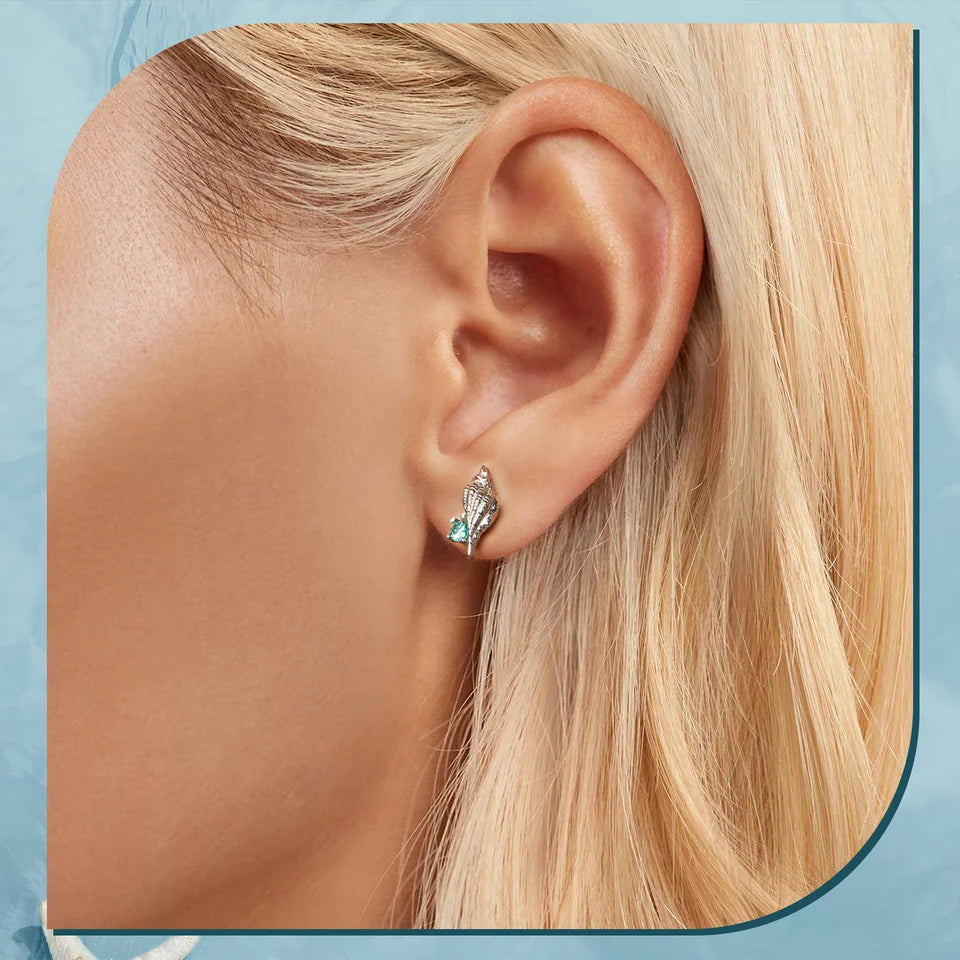 Silver Conch Stud Earrings